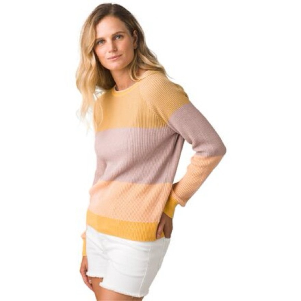 Prana Branagan Women's Sweater in Yellow and Pink